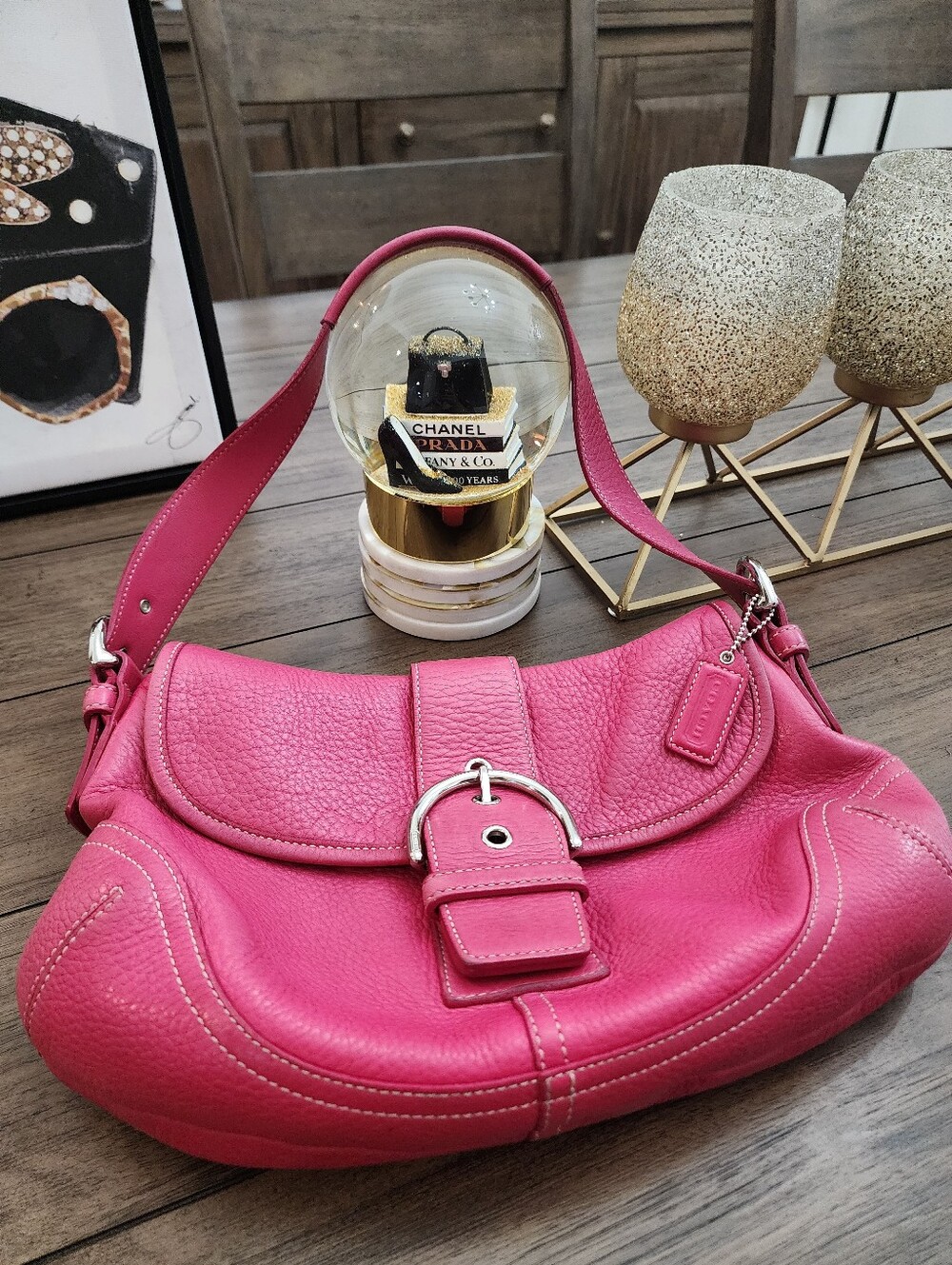 Coach Soho Hobo Style 4294 Pebbled Leather Shoulder Bag-Hot Pink